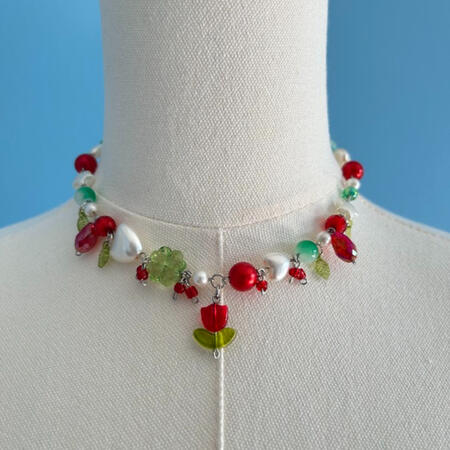 | Red Tulip Necklace | $17 |